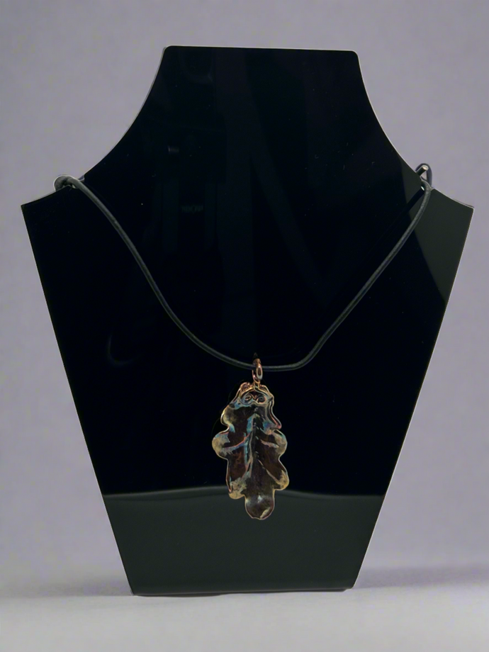 Owen Davies Cooper electroplated oak leaf pendant