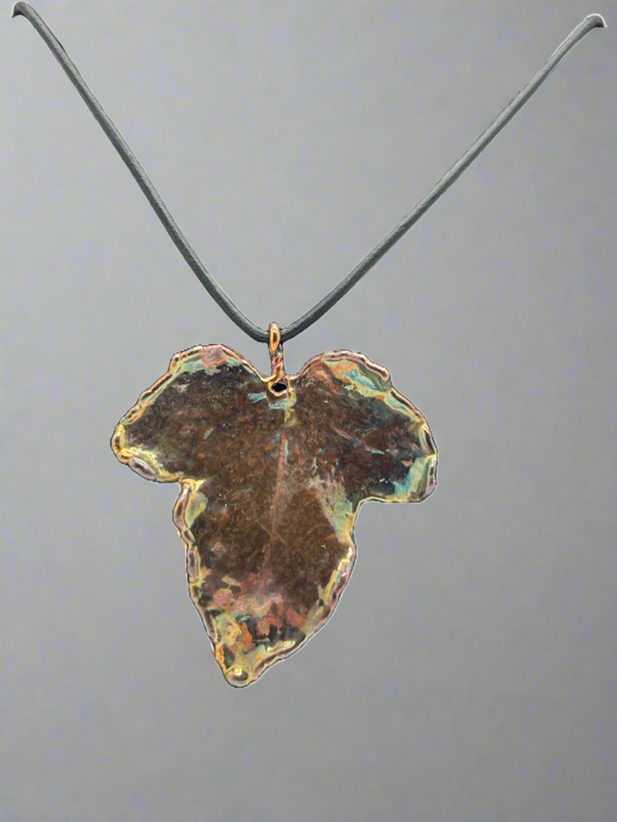 Owen Davies Cooper electroplated Ivy leaf pendant 