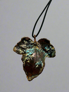 Owen Davies Cooper electroplated Ivy leaf pendant 