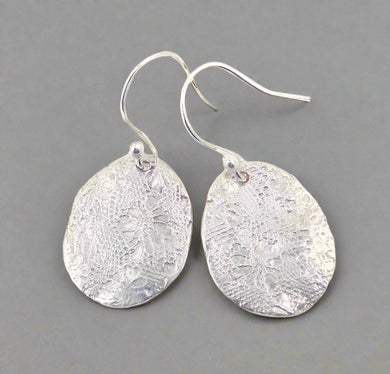 Jane Vernon Fine silver lace-textured oval earrings