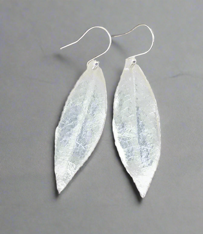 Jane Vernon Fine silver pieris leaf earrings