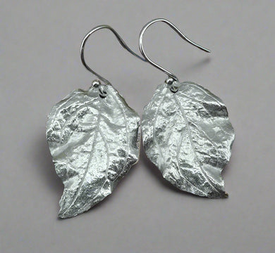 Jane Vernon Fine silver dogwood leaf earrings