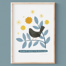 Load image into Gallery viewer, Stephanie Cole Design Blackbird singing in the dead of night  A3 print