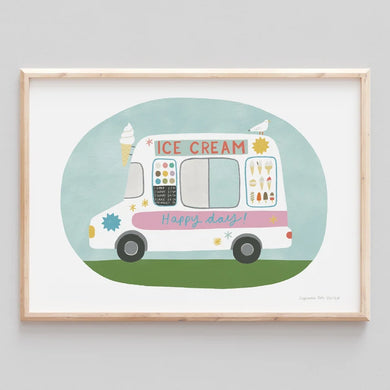 Stephanie Cole Design Ice cram van happy days A4 print